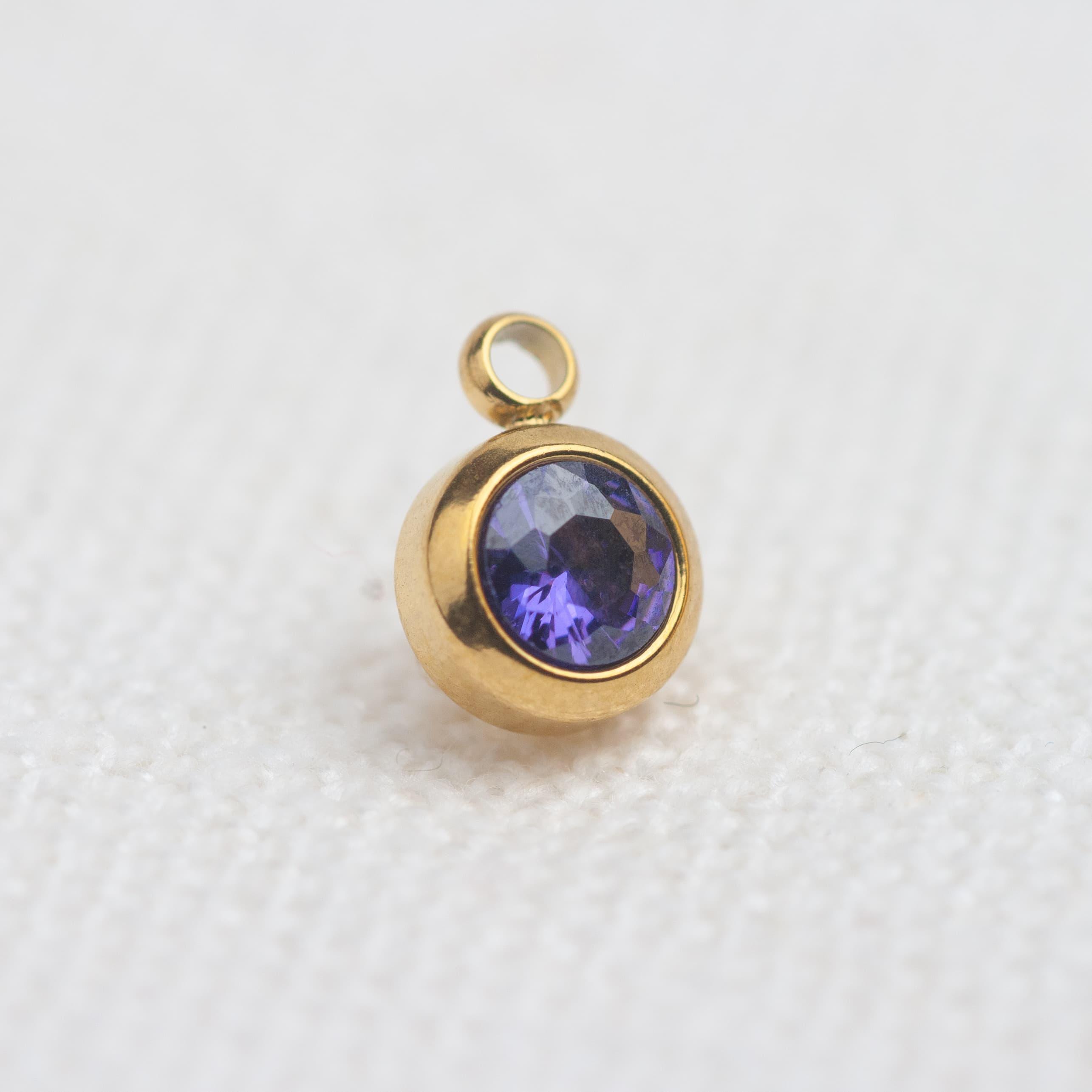 Halskette Geburtsstein „Februar“ | Zirkonia Amethyst - Holzschmuck Astwerk