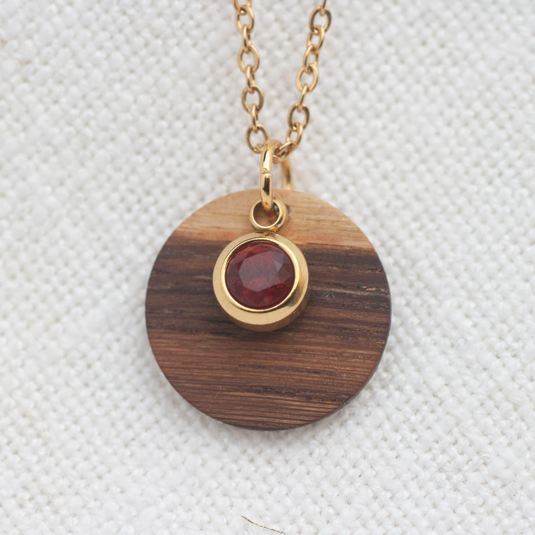 Halskette Geburtsstein "Jänner" | Zirkonia Siam - Holzschmuck Astwerk