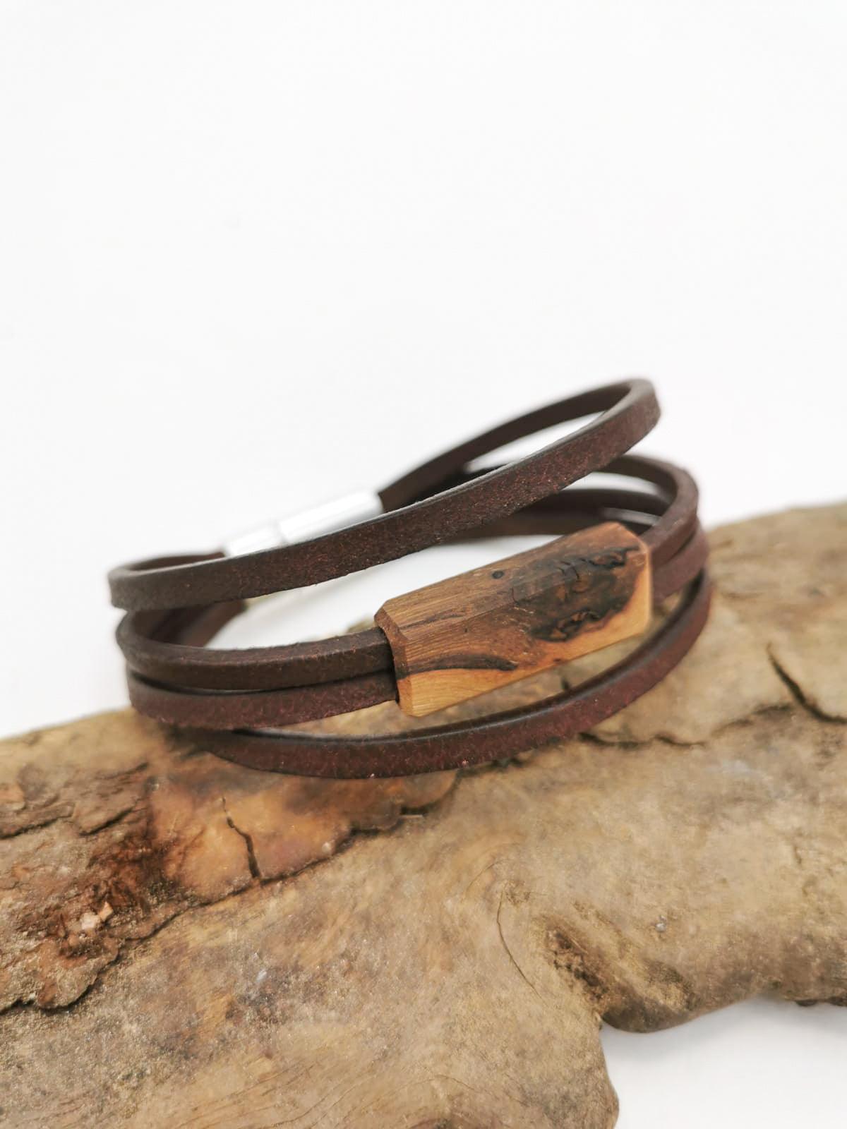 Lederarmband Männer "Weinstock" - Holzschmuck Astwerk