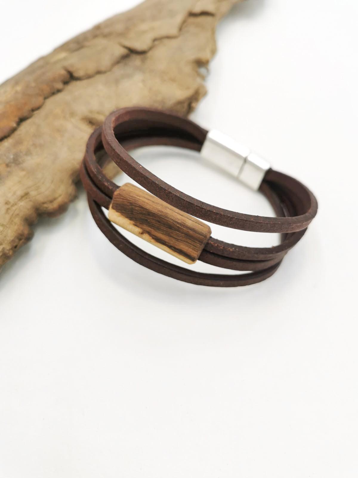 Lederarmband Männer "Weinstock" - Holzschmuck Astwerk