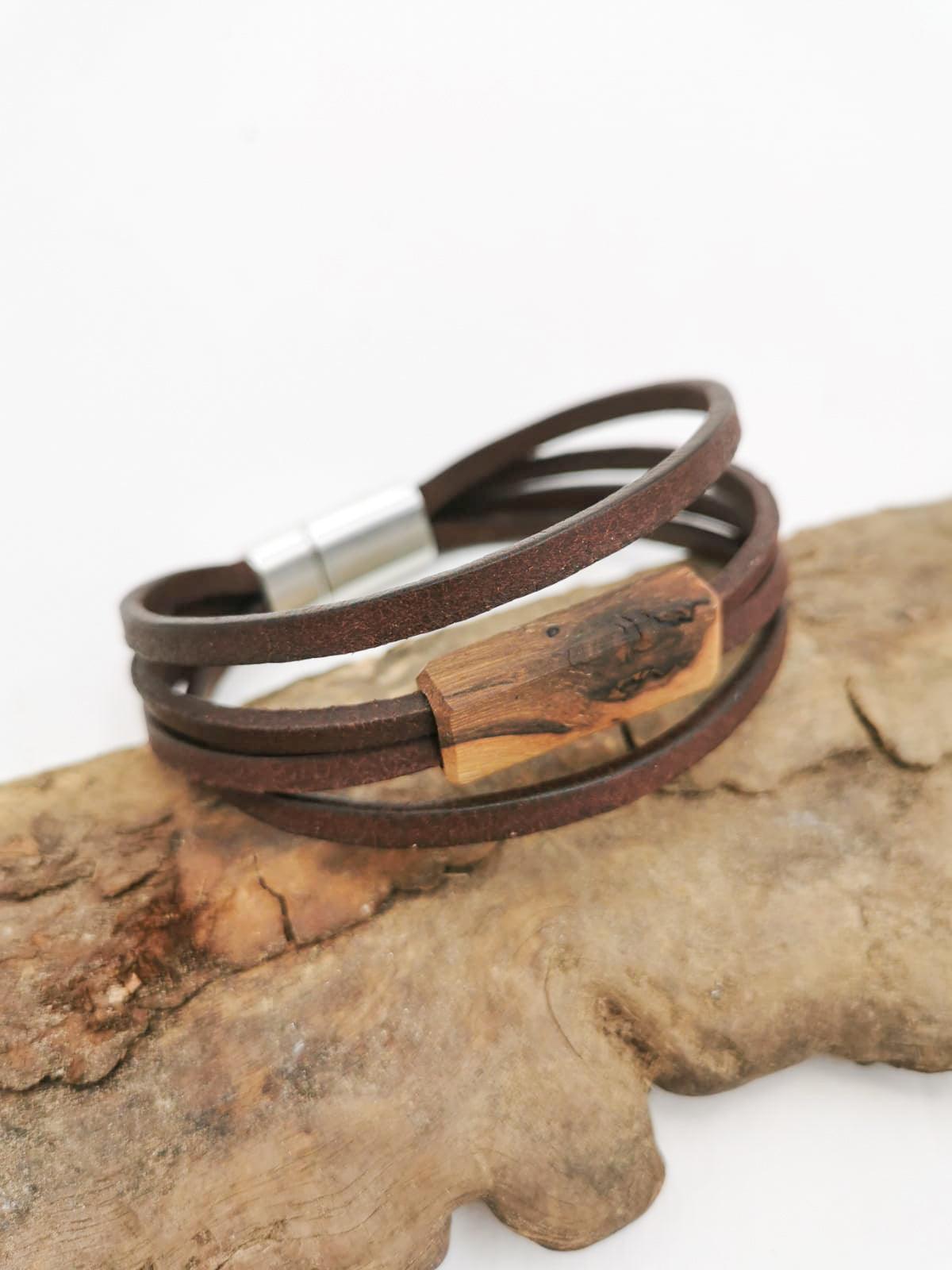 Lederarmband Männer "Weinstock" - Holzschmuck Astwerk