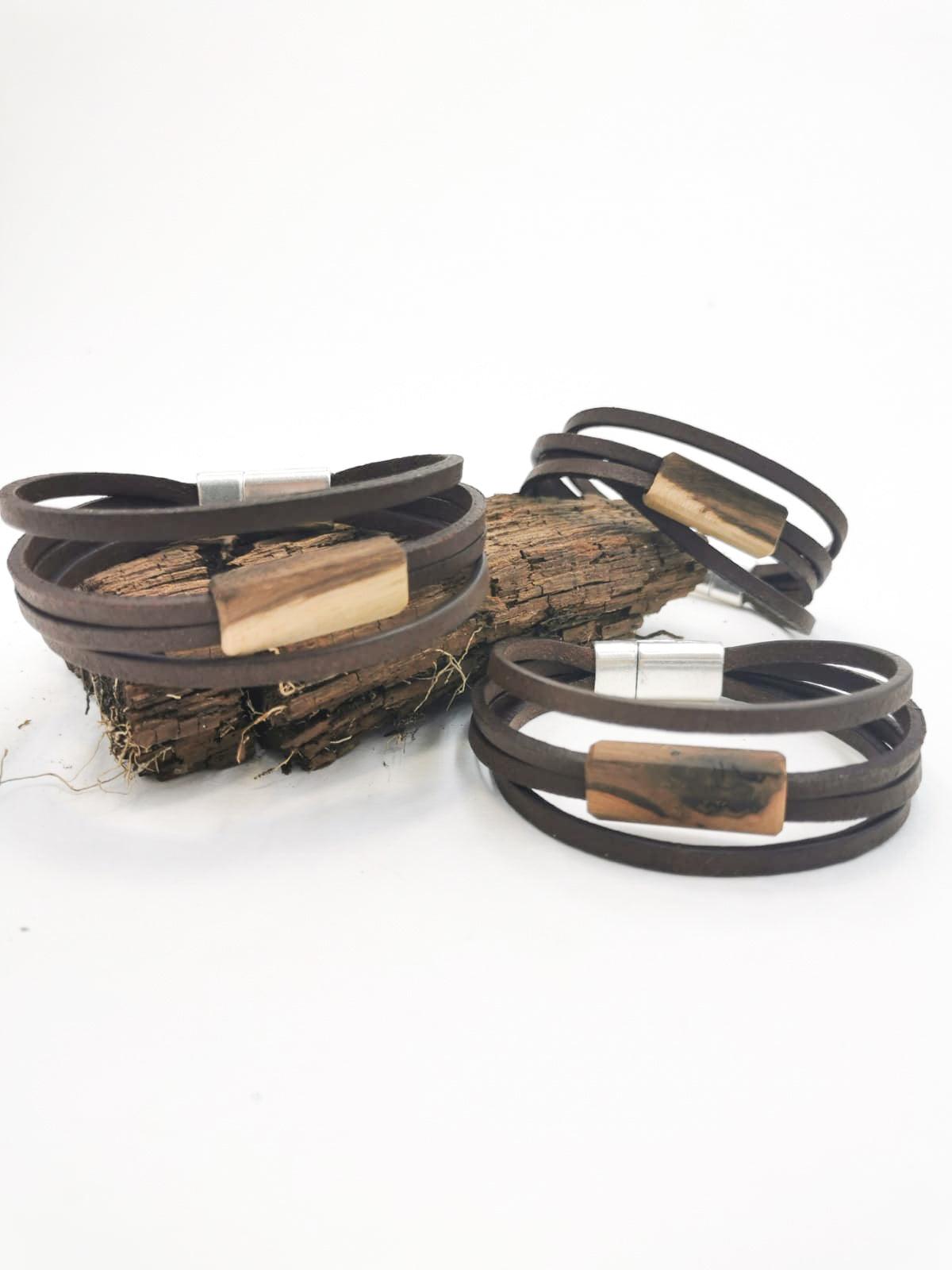 Lederarmband Männer "Weinstock" - Holzschmuck Astwerk