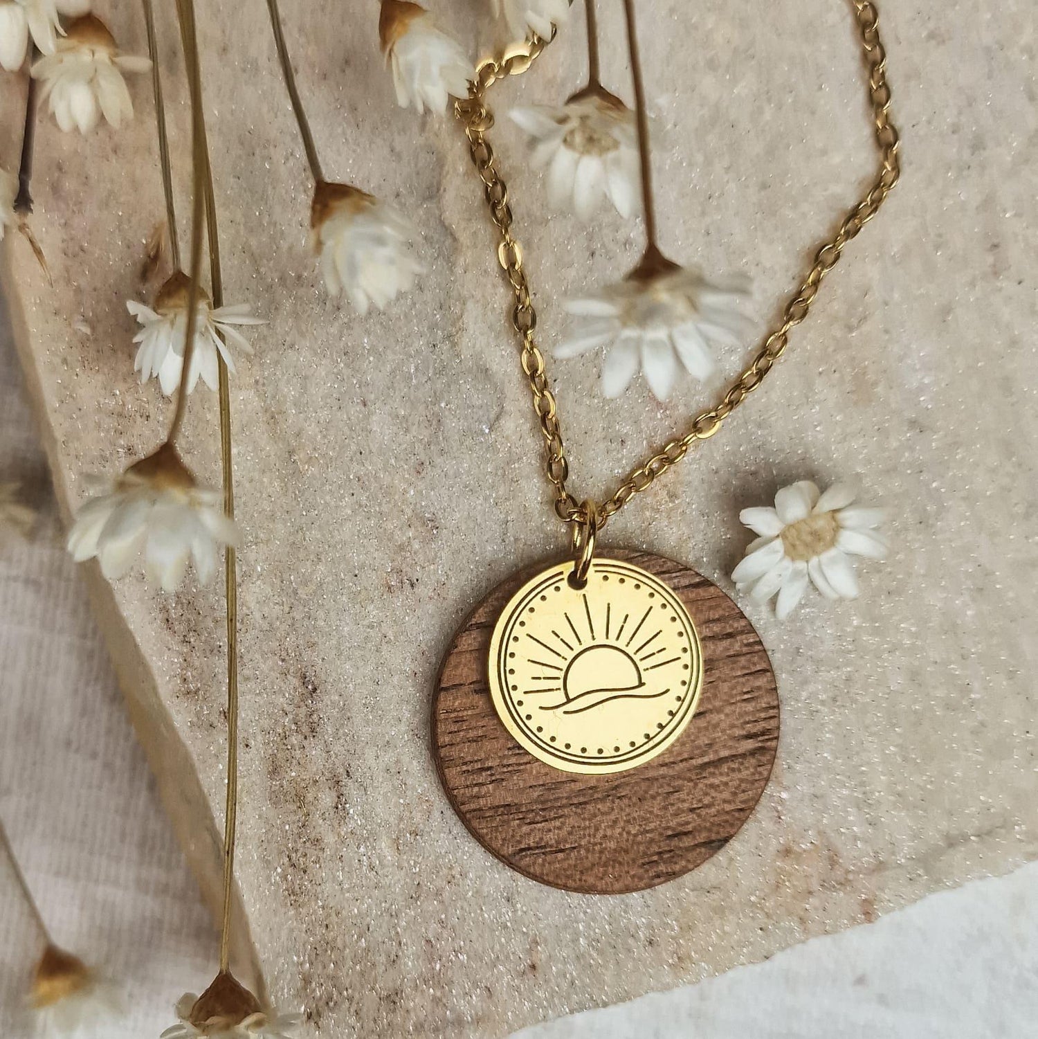 Kette &quot;Sonne&quot; - Holzschmuck Astwerk