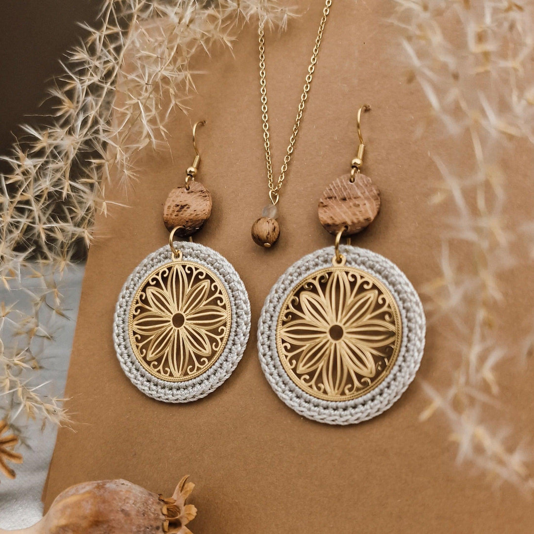 Ohrringe &quot;Aurora gold&quot; - Holzschmuck Astwerk